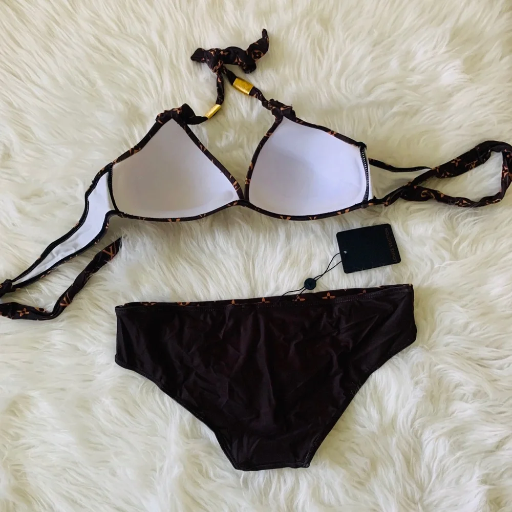 Louis Vuitton Brown & Tan Monogram Bikini Set - Picture 2 of 7